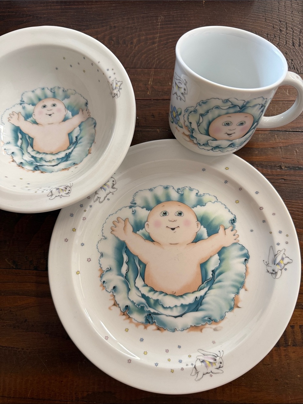 Vintage 1984 Cabbage Patch Kids Royal Worcester Porcelain Plate Bowl Mug Set